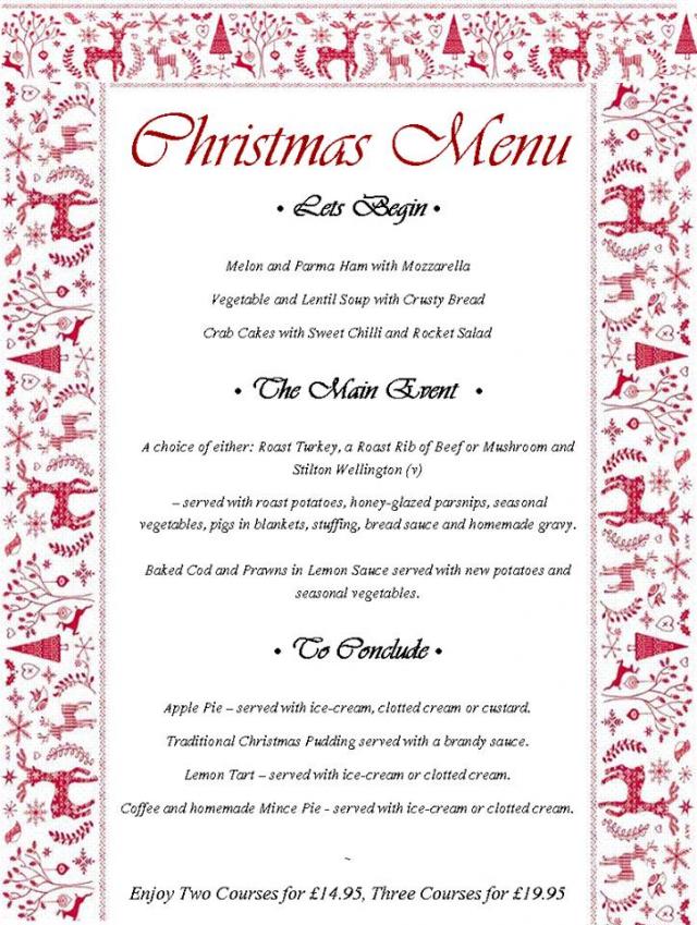 Angarrack Inn Christmas menu - available now for booked groups 10+ 14th-24th smaller groups Angarrack Inn Christmas menu - available now for booked groups 10+ 14th-24th smaller groups